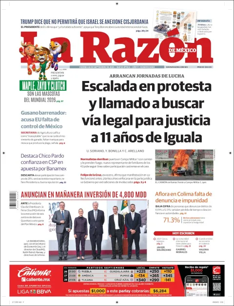 Portada de La Razon del viernes, 26 de septiembre de 2025