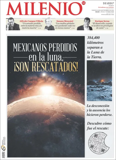Portada de Milenio Jalisco del viernes, 26 de septiembre de 2025