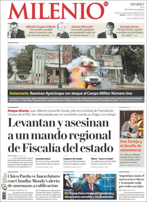 Portada de Milenio Leon del viernes, 26 de septiembre de 2025