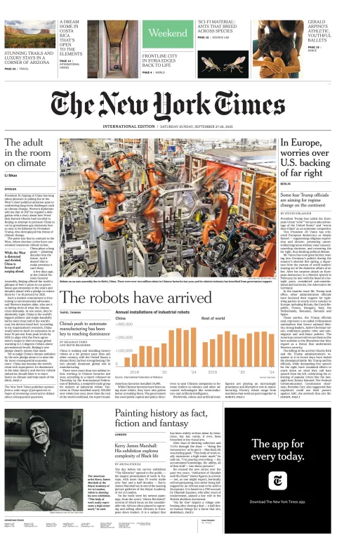 Portada de The New York Times (international)