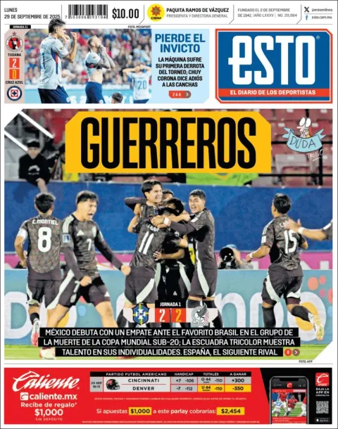 Portada de Esto del lunes, 29 de septiembre de 2025