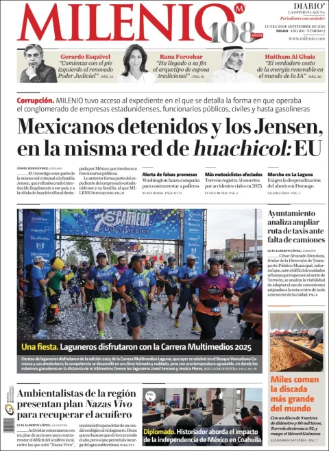 Portada de Milenio Laguna del lunes, 29 de septiembre de 2025