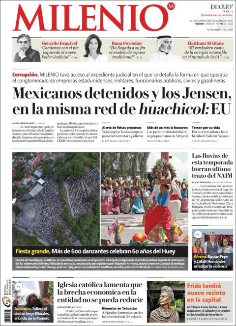 Portada de Milenio Puebla del lunes, 29 de septiembre de 2025