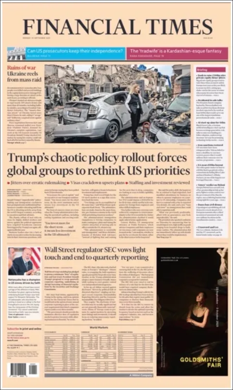 Portada de Financial Times del lunes, 29 de septiembre de 2025