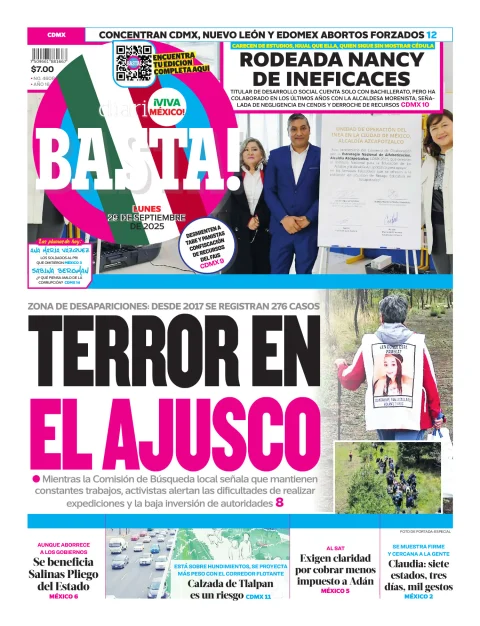Portada de Basta! (portada) del lunes, 29 de septiembre de 2025