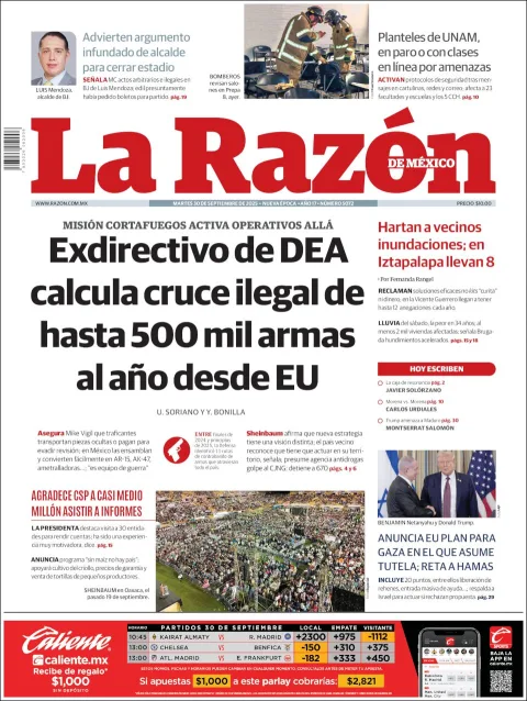 Portada de La Razon del martes, 30 de septiembre de 2025