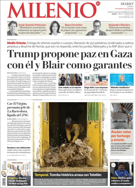 Portada de Milenio Jalisco del martes, 30 de septiembre de 2025