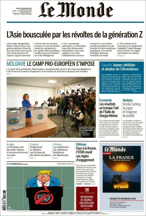 Portada de Le Monde del martes, 30 de septiembre de 2025