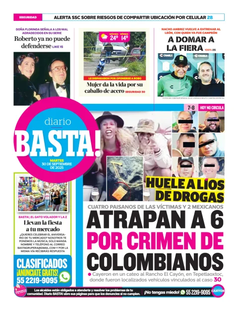 Portada de Basta! (contraportada ) del martes, 30 de septiembre de 2025