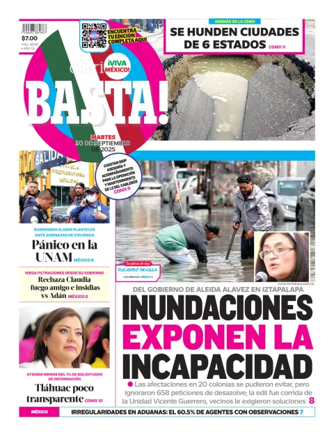 Portada de Basta! (portada) del martes, 30 de septiembre de 2025