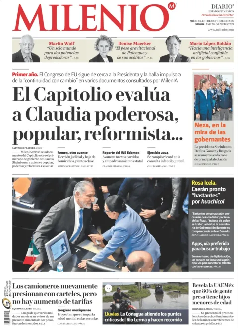 Portada de Milenio Edo de Mexico del miércoles, 1 de octubre de 2025