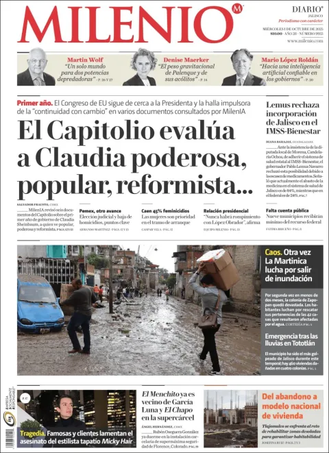 Portada de Milenio Jalisco del miércoles, 1 de octubre de 2025