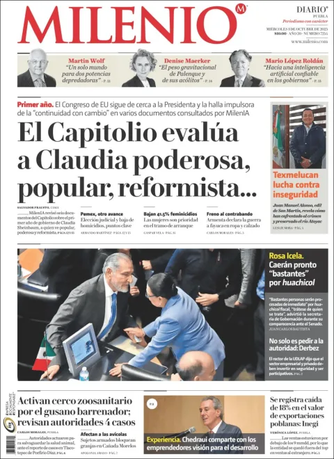 Portada de Milenio Puebla del miércoles, 1 de octubre de 2025