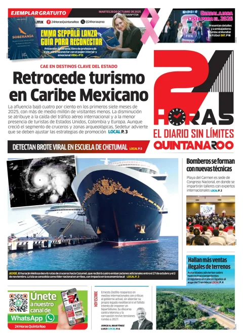 Portada de 24 Horas Quintana Roo del martes, 28 de octubre de 2025