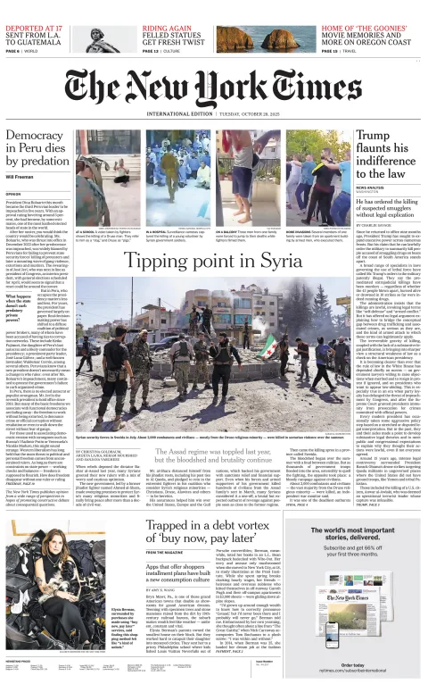 Portada de The New York Times (international)
