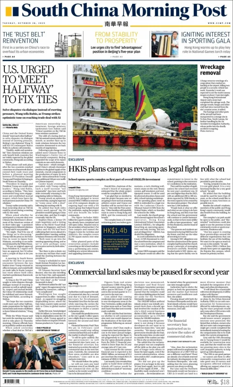 Portada de South China Morning Post del martes, 28 de octubre de 2025