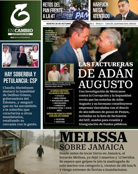Portada de En Cambio - Quintana Roo (portada) del martes, 28 de octubre de 2025