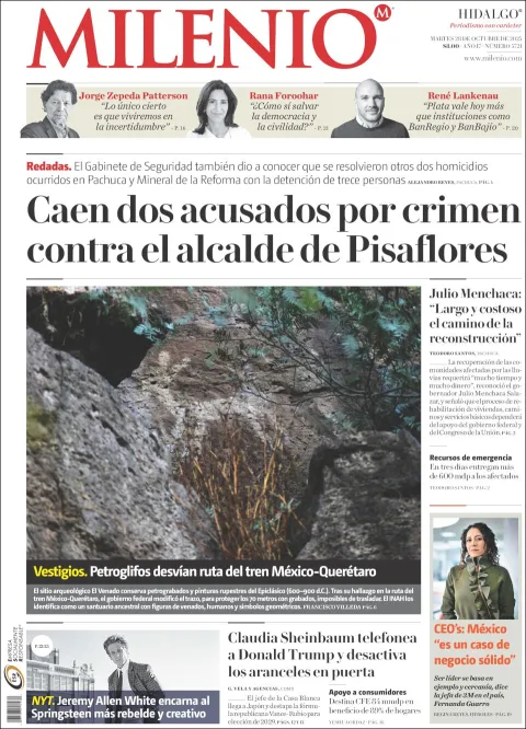Portada de Milenio Hidalgo del martes, 28 de octubre de 2025