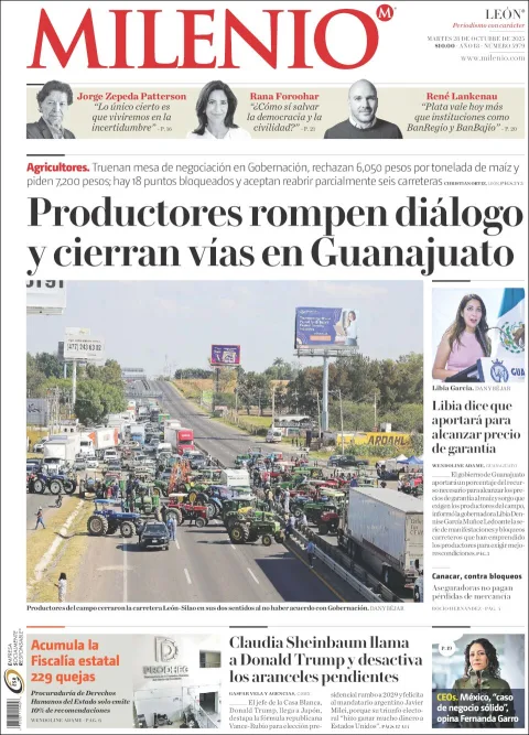 Portada de Milenio Leon del martes, 28 de octubre de 2025