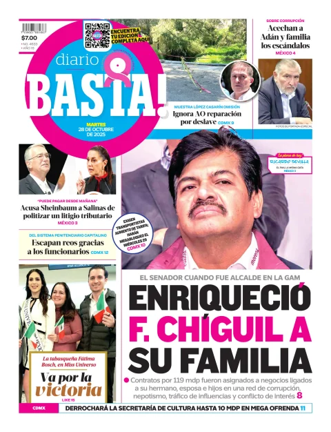 Portada de Basta! (portada) del martes, 28 de octubre de 2025