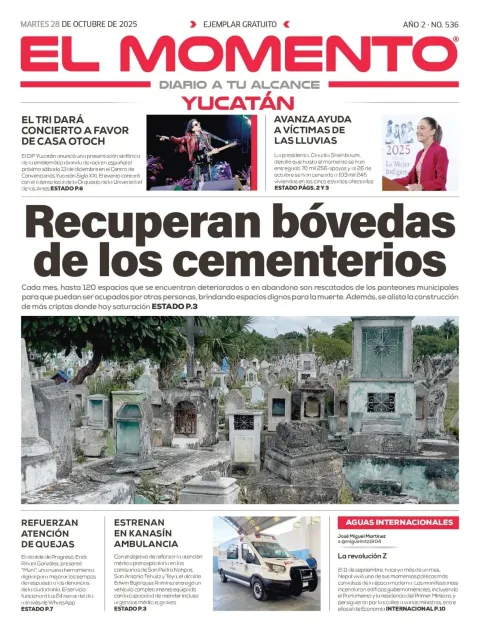 Portada de El Momento Yucatan del martes, 28 de octubre de 2025