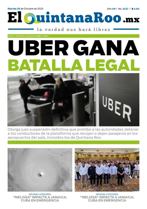 Portada de El Quintana Roo (portada) del martes, 28 de octubre de 2025