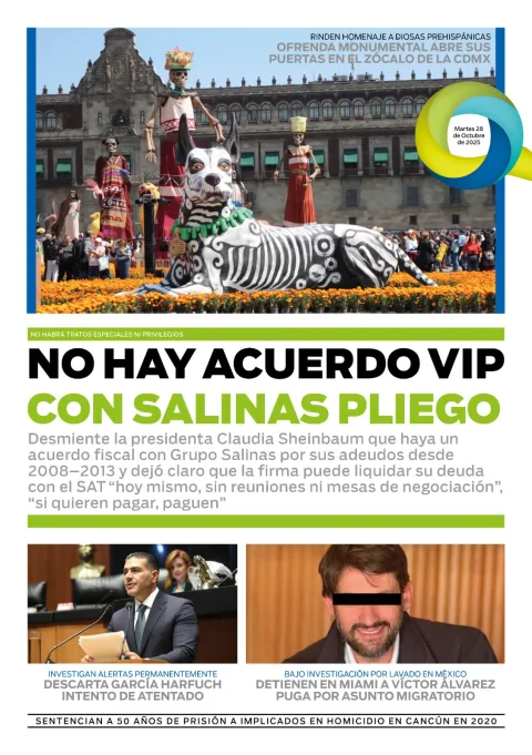 Portada de El Quintana Roo (contraportada) del martes, 28 de octubre de 2025