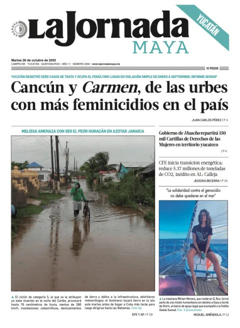 Portada de La Jornada Maya Yucatán del martes, 28 de octubre de 2025