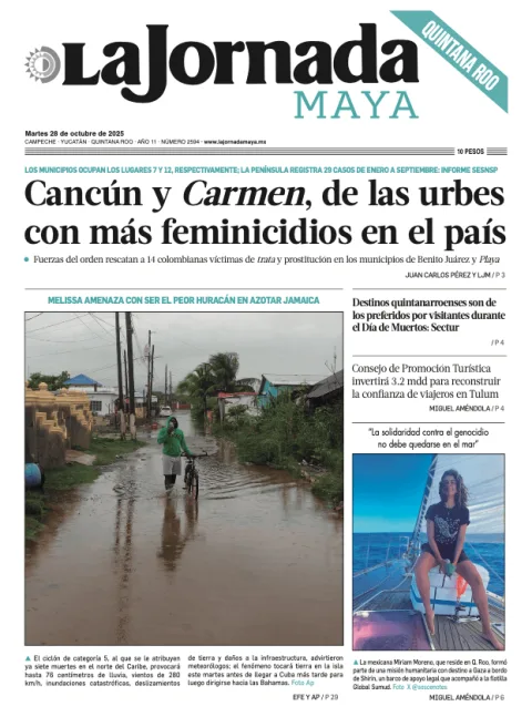 Portada de La Jornada Maya Quintana Roo del martes, 28 de octubre de 2025