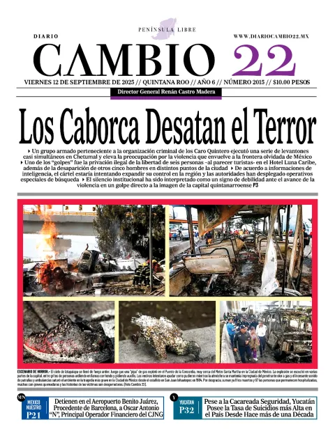 Portada de Diario Cambio 22 (portada) del viernes, 12 de septiembre de 2025