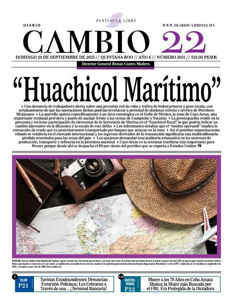 Portada de Diario Cambio 22 (portada) del domingo, 28 de septiembre de 2025