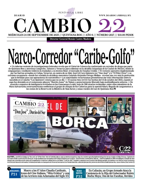 Portada de Diario Cambio 22 (portada) del miércoles, 24 de septiembre de 2025