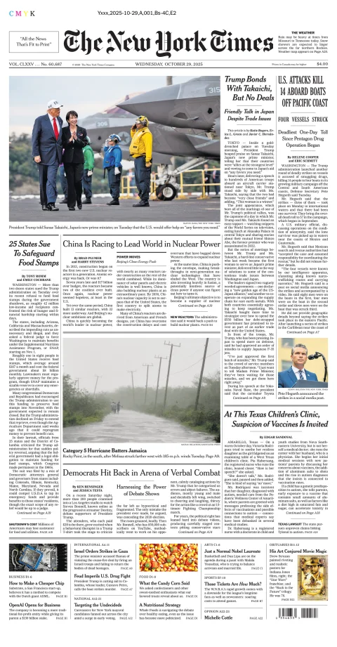 Portada de The New York Times (national)