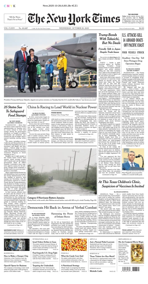 Portada de The New York Times (new York)