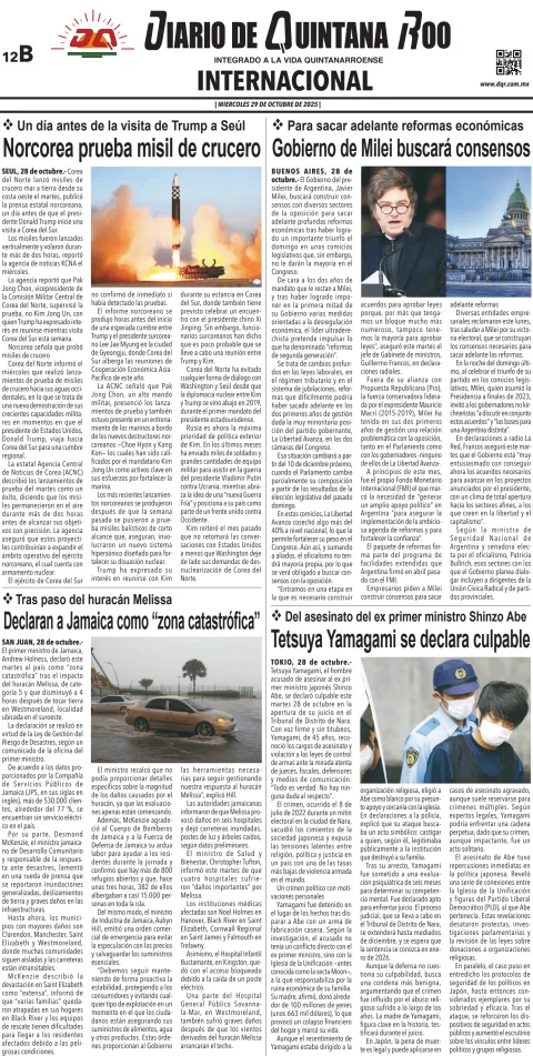 Portada de Diario de Quintana Roo (contra Portada)