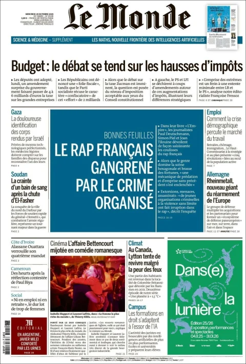 Portada de Le Monde del miércoles, 29 de octubre de 2025