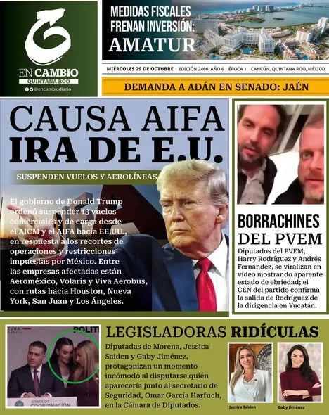 Portada de En Cambio - Quintana Roo (portada) del miércoles, 29 de octubre de 2025