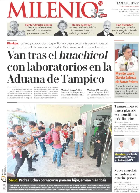 Portada de Milenio Tamaulipas del miércoles, 29 de octubre de 2025