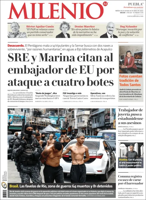 Portada de Milenio Puebla del miércoles, 29 de octubre de 2025