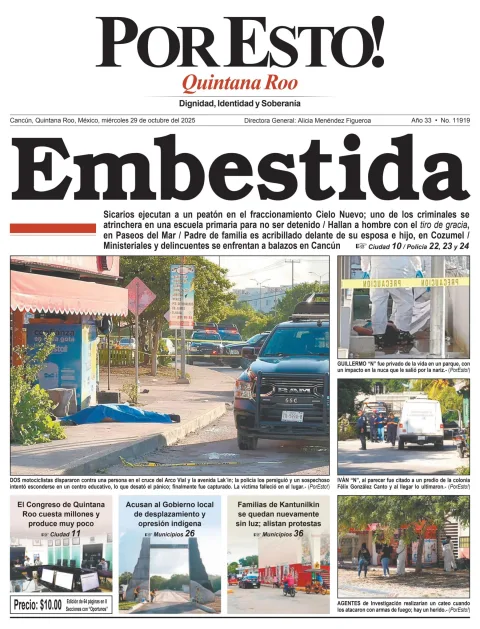 Portada de Por Esto (quintana Roo Cancun) del miércoles, 29 de octubre de 2025