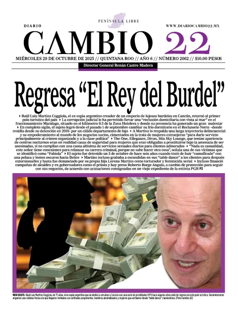 Portada de Diario Cambio 22 (portada) del miércoles, 29 de octubre de 2025