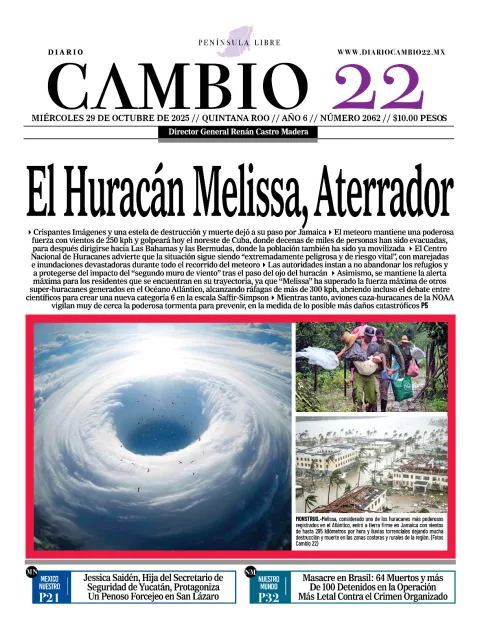Portada de Diario Cambio 22 (contraportada) del miércoles, 29 de octubre de 2025