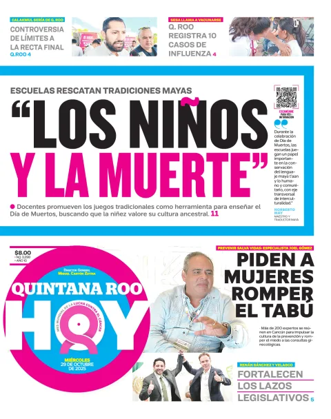 Portada de Quintana Roo Hoy (portada) del miércoles, 29 de octubre de 2025