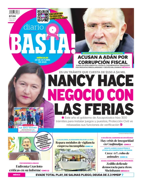 Portada de Basta! (portada) del miércoles, 29 de octubre de 2025