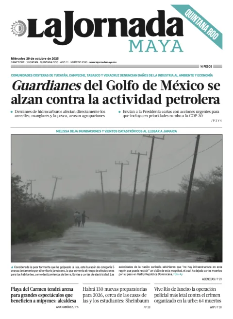 Portada de La Jornada Maya Quintana Roo del miércoles, 29 de octubre de 2025