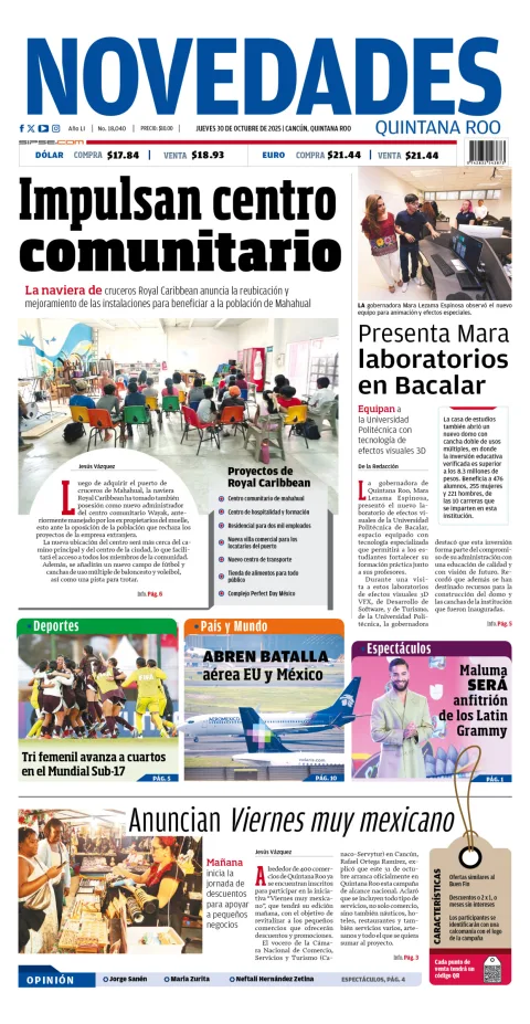 Portada de Novedades Quintana Roo