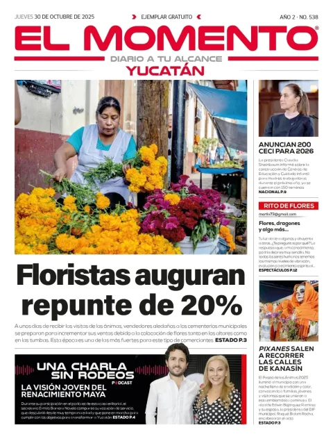 Portada de El Momento Yucatan del jueves, 30 de octubre de 2025