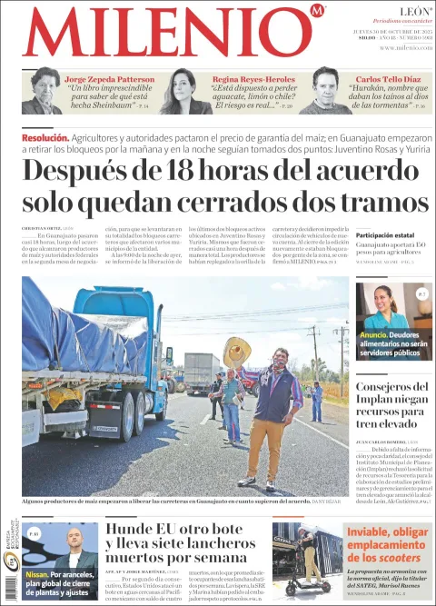 Portada de Milenio Leon del jueves, 30 de octubre de 2025