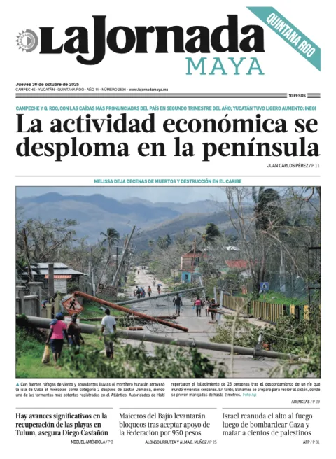 Portada de La Jornada Maya Quintana Roo del jueves, 30 de octubre de 2025