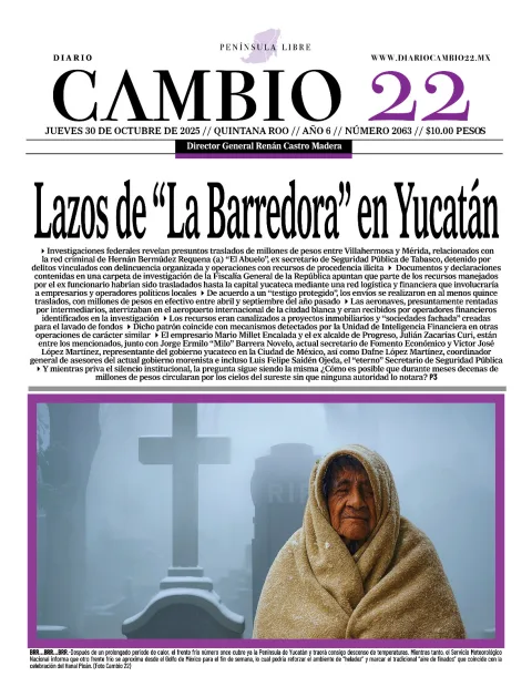 Portada de Diario Cambio 22 (contraportada) del jueves, 30 de octubre de 2025